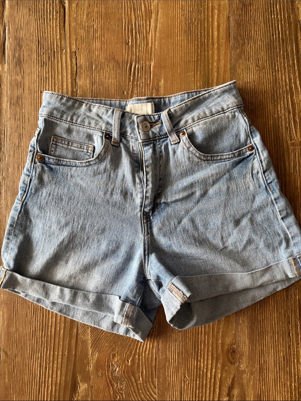 H&M Light Blue Rolled Hem Denim Shorts